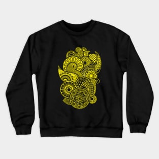 Abstract Mandala design (yellow on black) Crewneck Sweatshirt